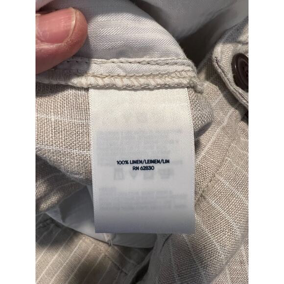 Lands End Plus NWT Tan Stripe High Rise Wide Leg 100% Linen Pleated Pants 22 W - Picture 6 of 9